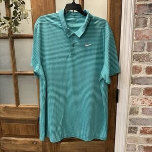 Nike Dri-Fit Men's Golf Polo Shirt Short Sleeve‎ Teal Green White Stitched Logo